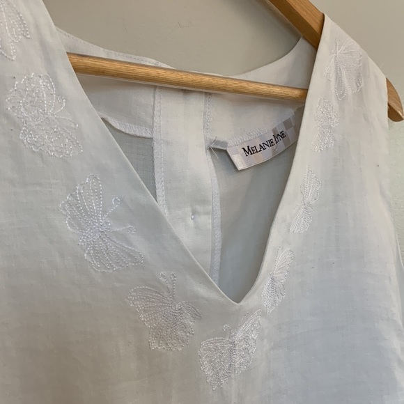 100% Linen Sleeveless White Blouse Vintage Size Large - Picture 2 of 7